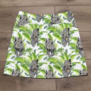 B Skinz 17” High Rise‎ Jungle Tiger Print Golf Skirt Skort Green White Medium